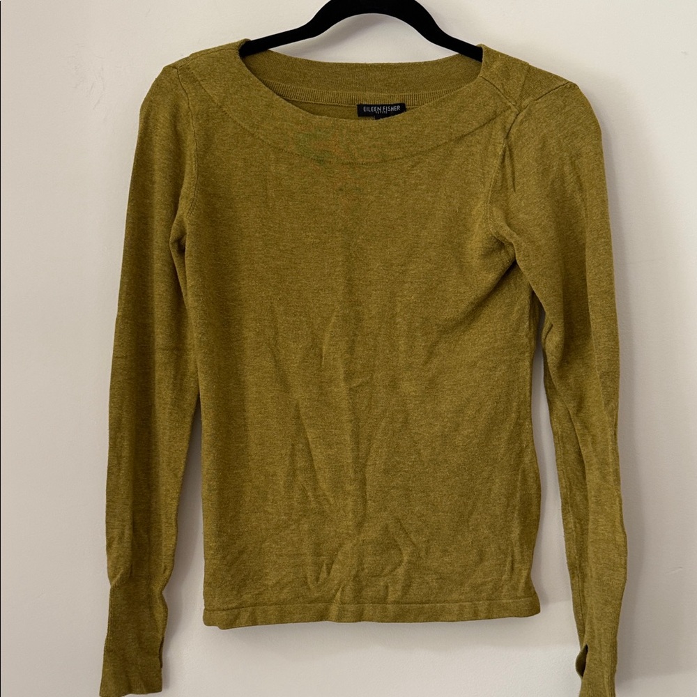 Eileen Fisher Petite Olive Knit Top